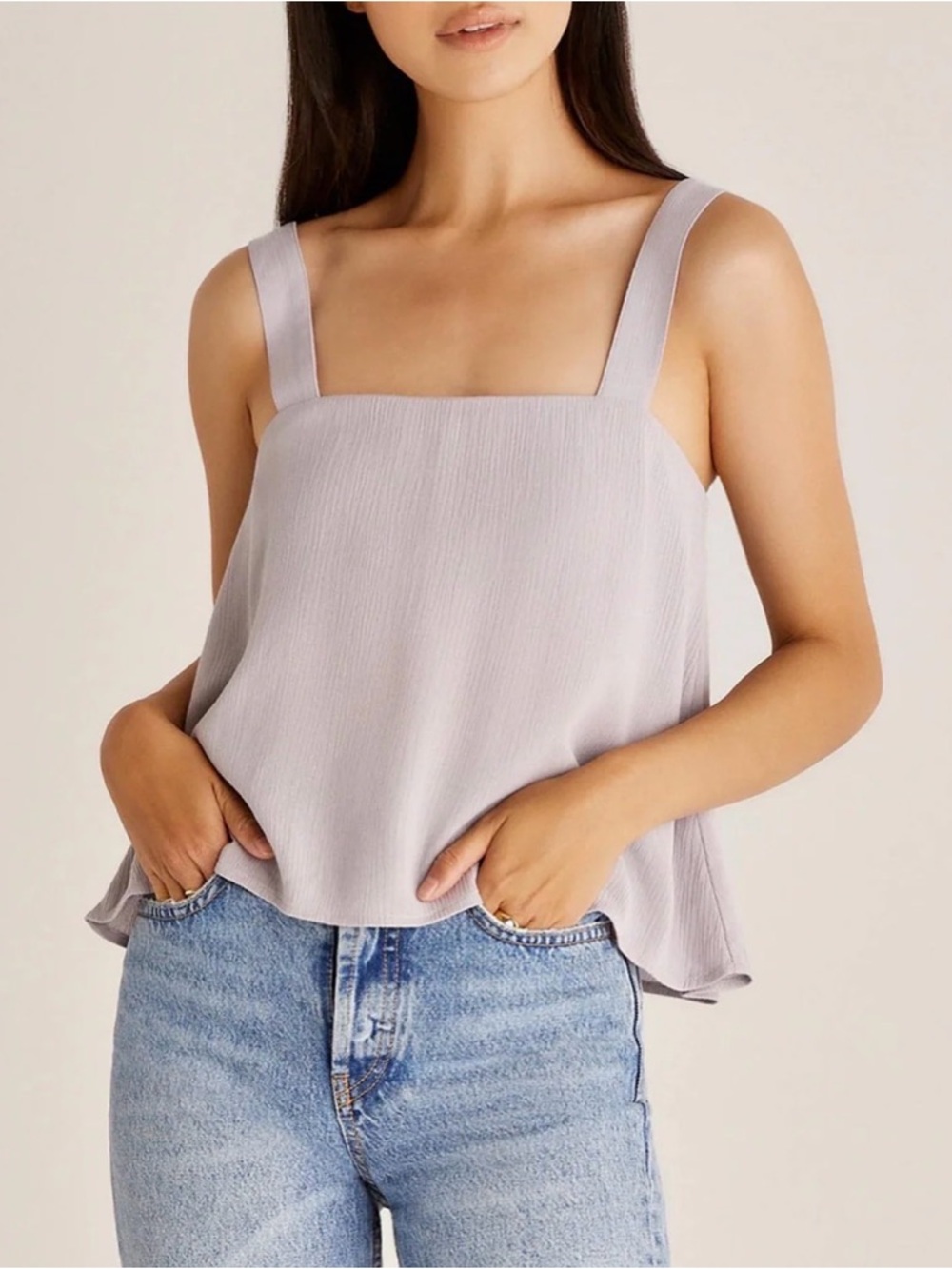 Z Supply Lavender Gray Aniston Tank Square Neck Sz M